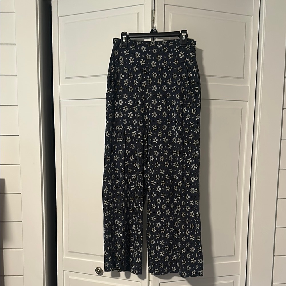 Toad & Co Navy Floral Wide-Leg Pants